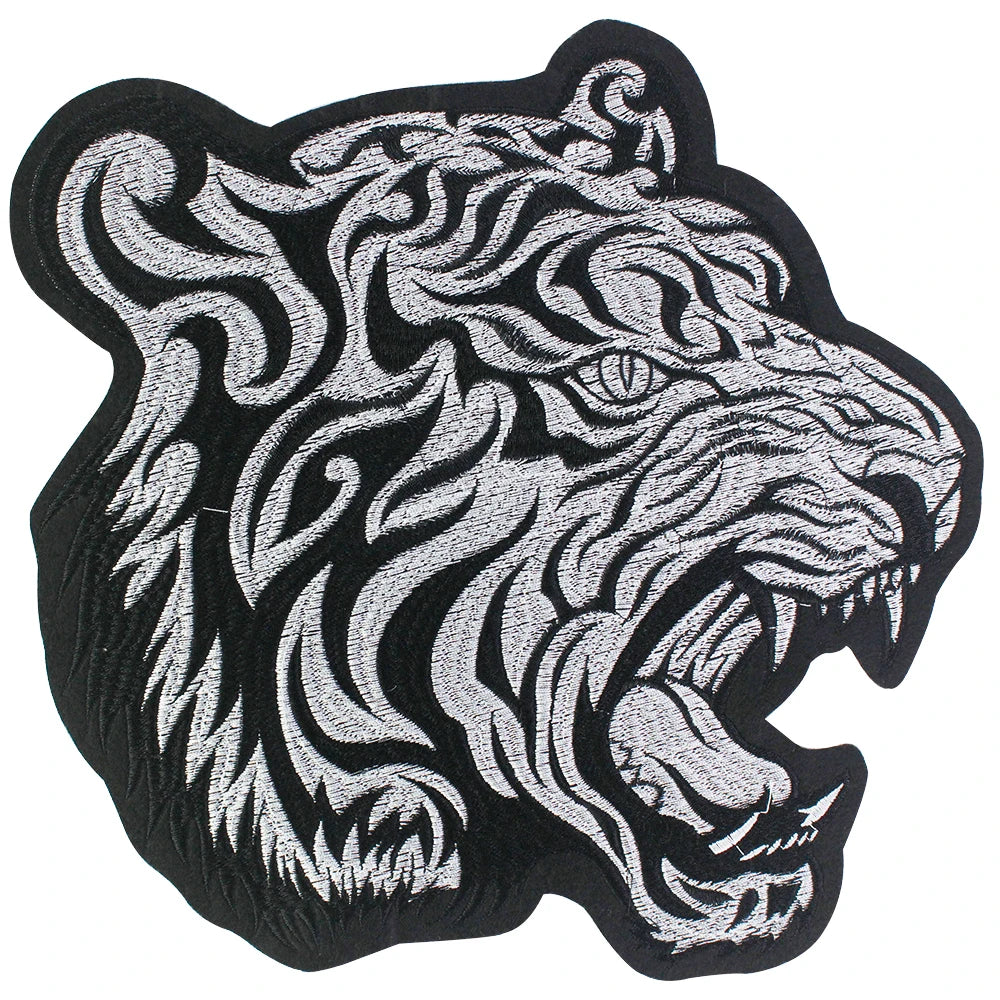 Cool tiger Embroidery Applique Patches for Clothes Iron on biker patch animal stickers DIY