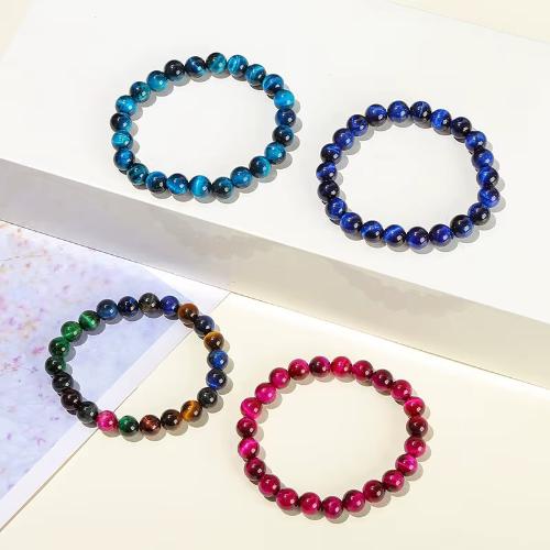 Natural Stone Blue Tiger Eye Beaded Women Men Healing Bangles Bracelets