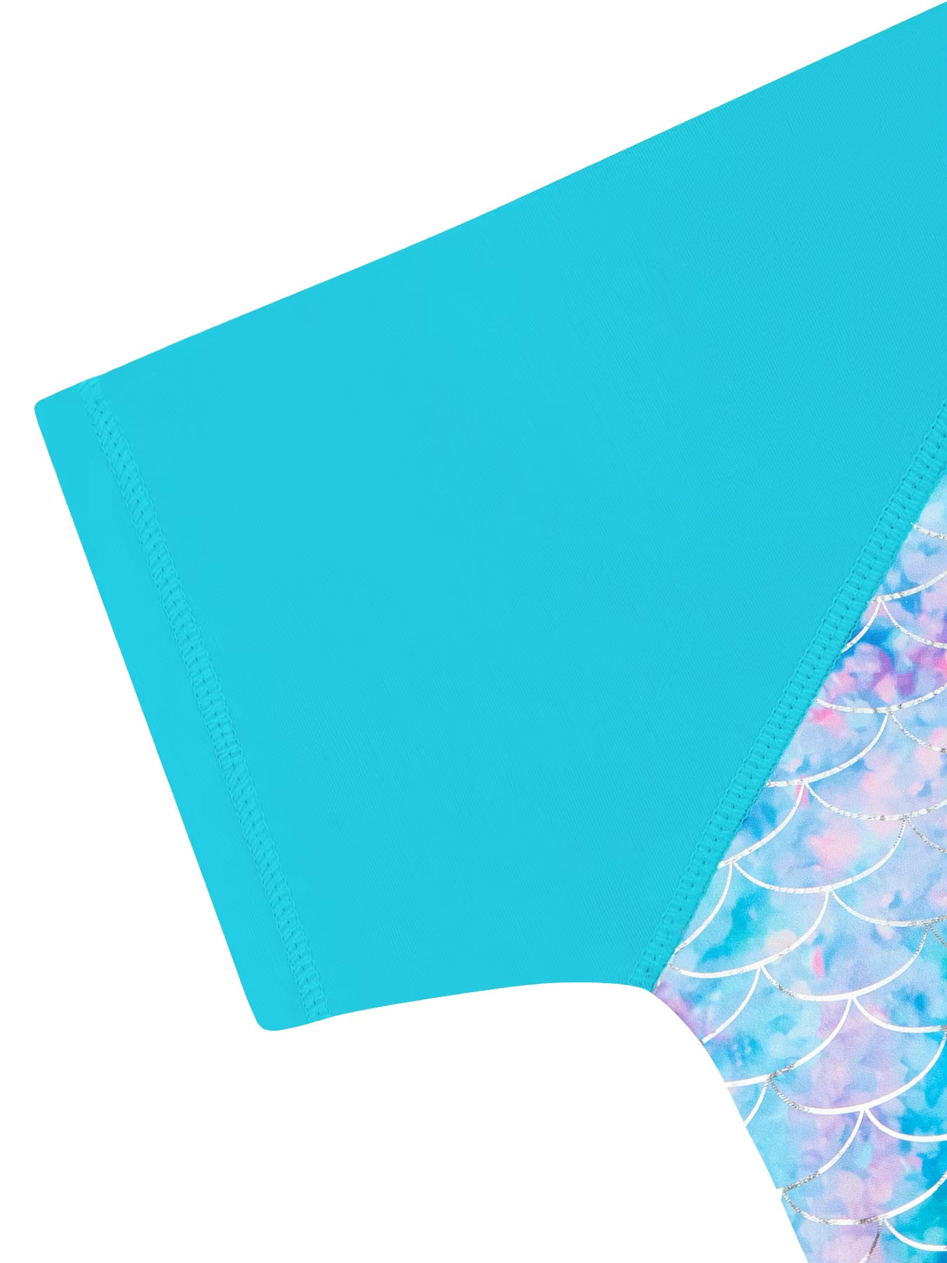 Kids Girls Short Sleeve Shinny Beach Sky Blue Skirted Bikini Briefs Swimming Suit