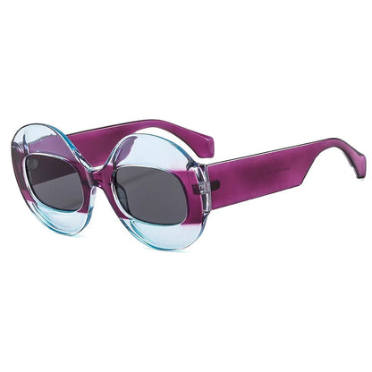 Men Women Retro Oval Clear Gradient Lens Shades UV400 Fashion Round Glasses Sunglasses