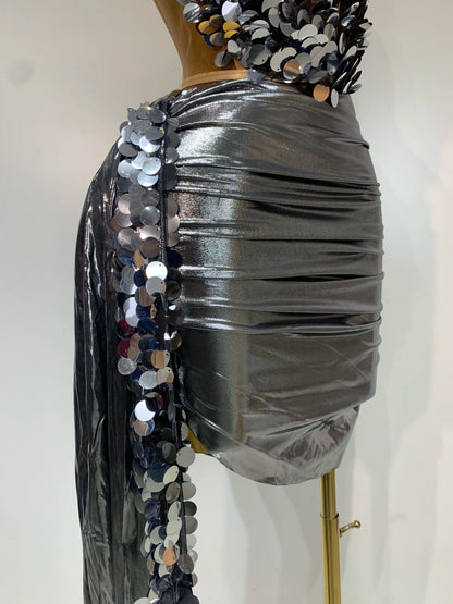 Sparkly Sequin Two Piece Sexy Strapless Backless Women's Evening Nightwear Dress