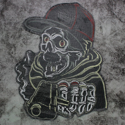 Embroidery Patch Large Back Biker Skull Patch Appliques Iron on Patches Badge Clothes Sewing