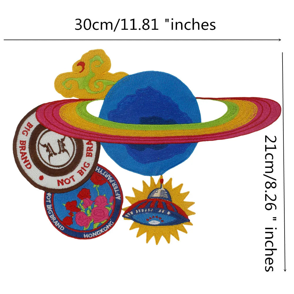 Craft Beaded Sequin Globe Embroidery Patches Iron on Applique Badge Clothes DIY Sewing