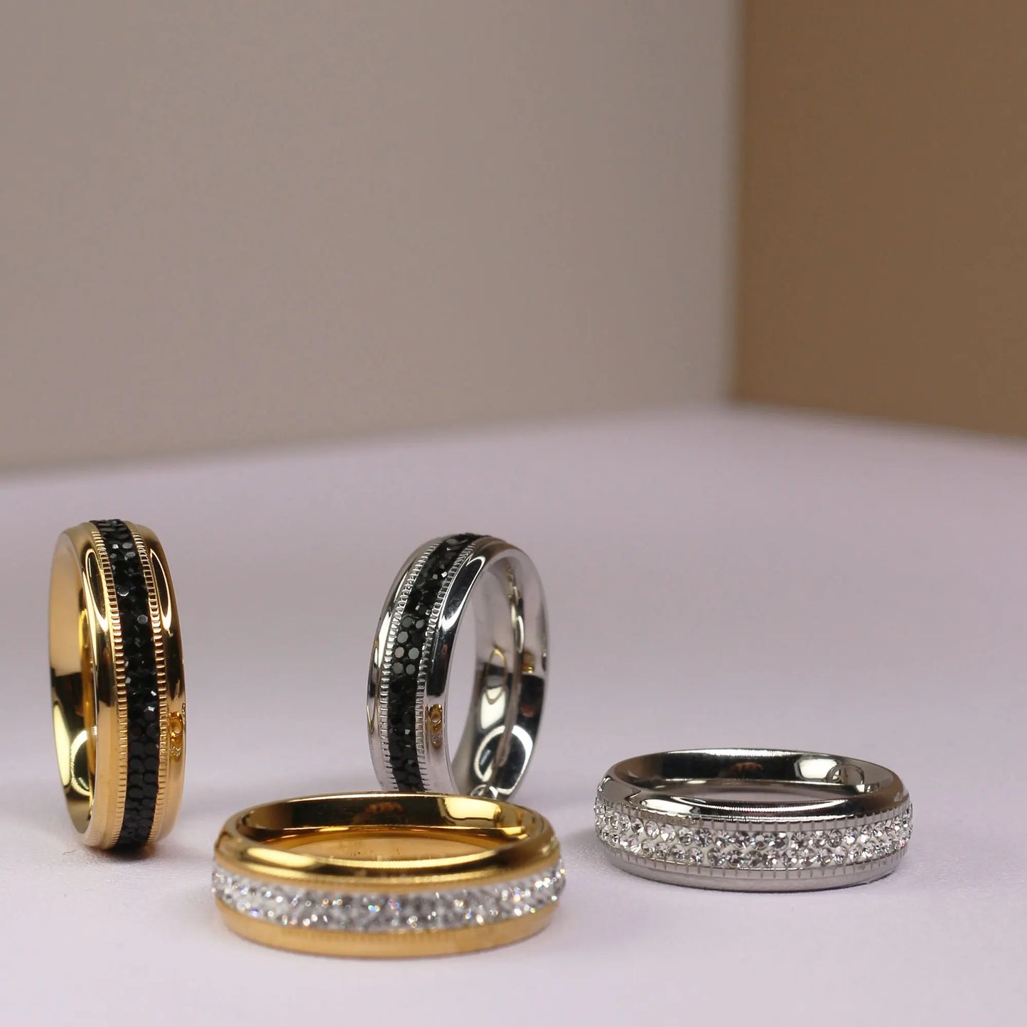 Women Zircon Stainless Steel Love Brand 18k Gold Color Wedding Ring