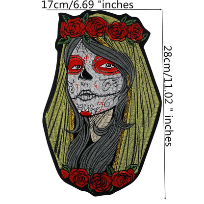 Punk Skull Embroidery Ghost Bride Stripe Badge Patch Iron on Patches Clothes DIY