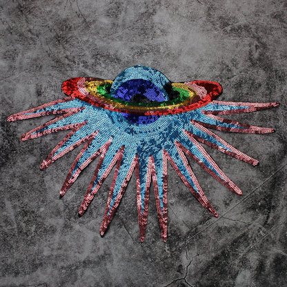 Craft Beaded Sequin Globe Embroidery Patches Iron on Applique Badge Clothes DIY Sewing