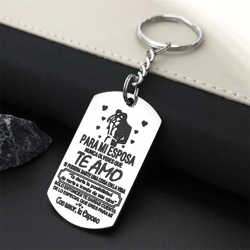 Men Women Fashion Stainless Steel for My Wife Love Keyring Keychain