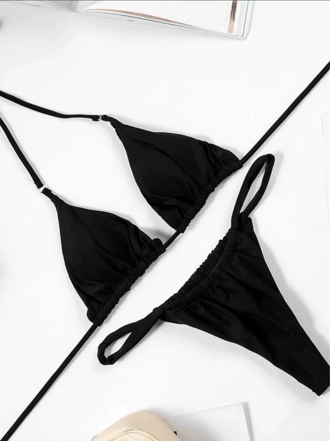 Sexy Push Up Women Solid Swimwear Triangle Pleated Swimsuit Brazilian Bathing Suits Beach Wear