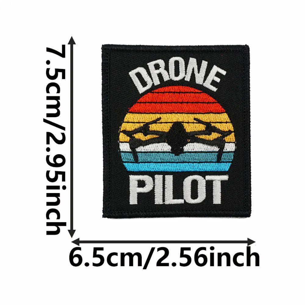 DRONE PILOT Embroidered Patch Iron-On Sewing Clothes Patches Applique