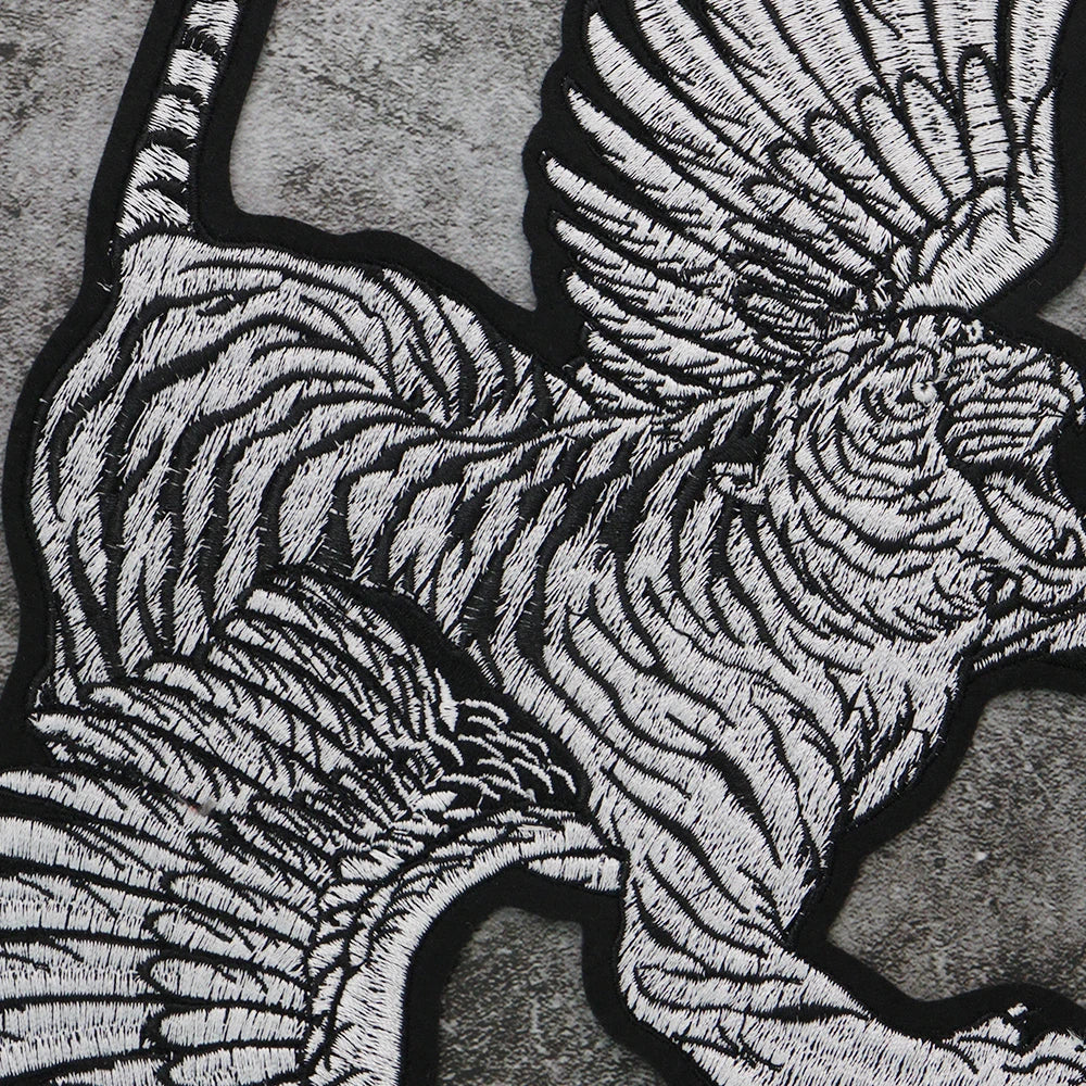 Embroidered large-size Fly Tiger wings Patch Appliques Iron on Patches Badge Clothes Sewing