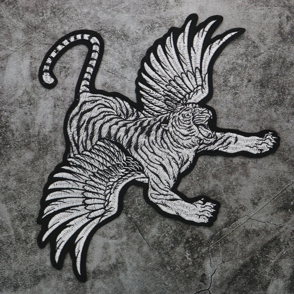Embroidered large-size Fly Tiger wings Patch Appliques Iron on Patches Badge Clothes Sewing