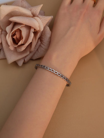 18K Gold Plated Stainless Steel Zircon Chain Hollow Women's Bracelet