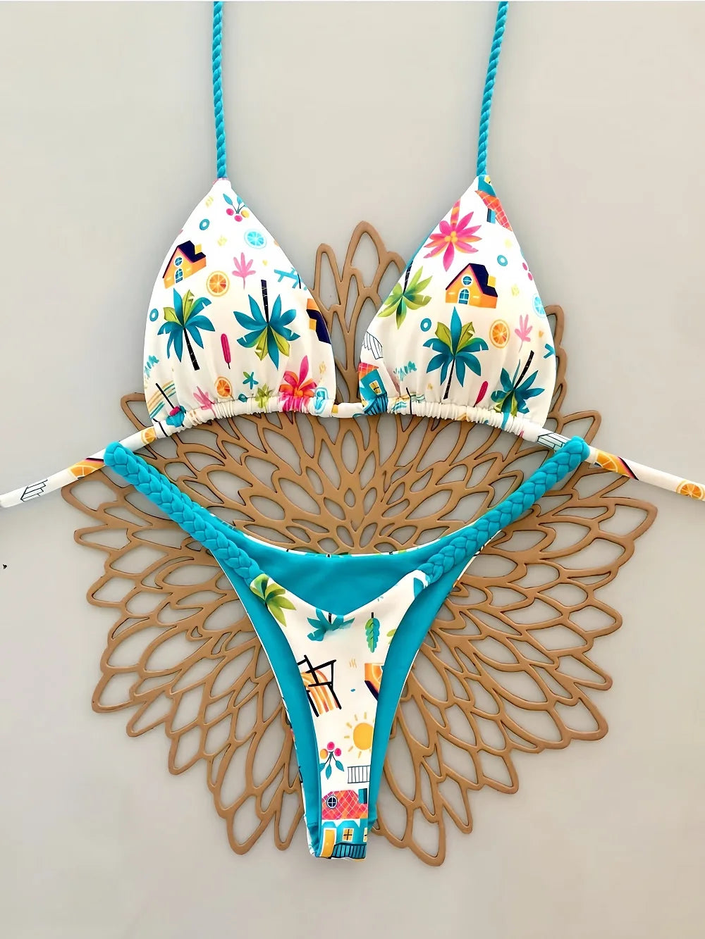 Women Printed Triangle Bikini Push Up Brazilian Swimwear Bikinis Padded Swimsuit Thong Bathing Suit