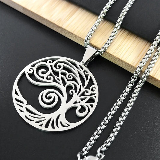 Tree of Life Collar Stainless Steel Women Men Chain Necklaces Pendant