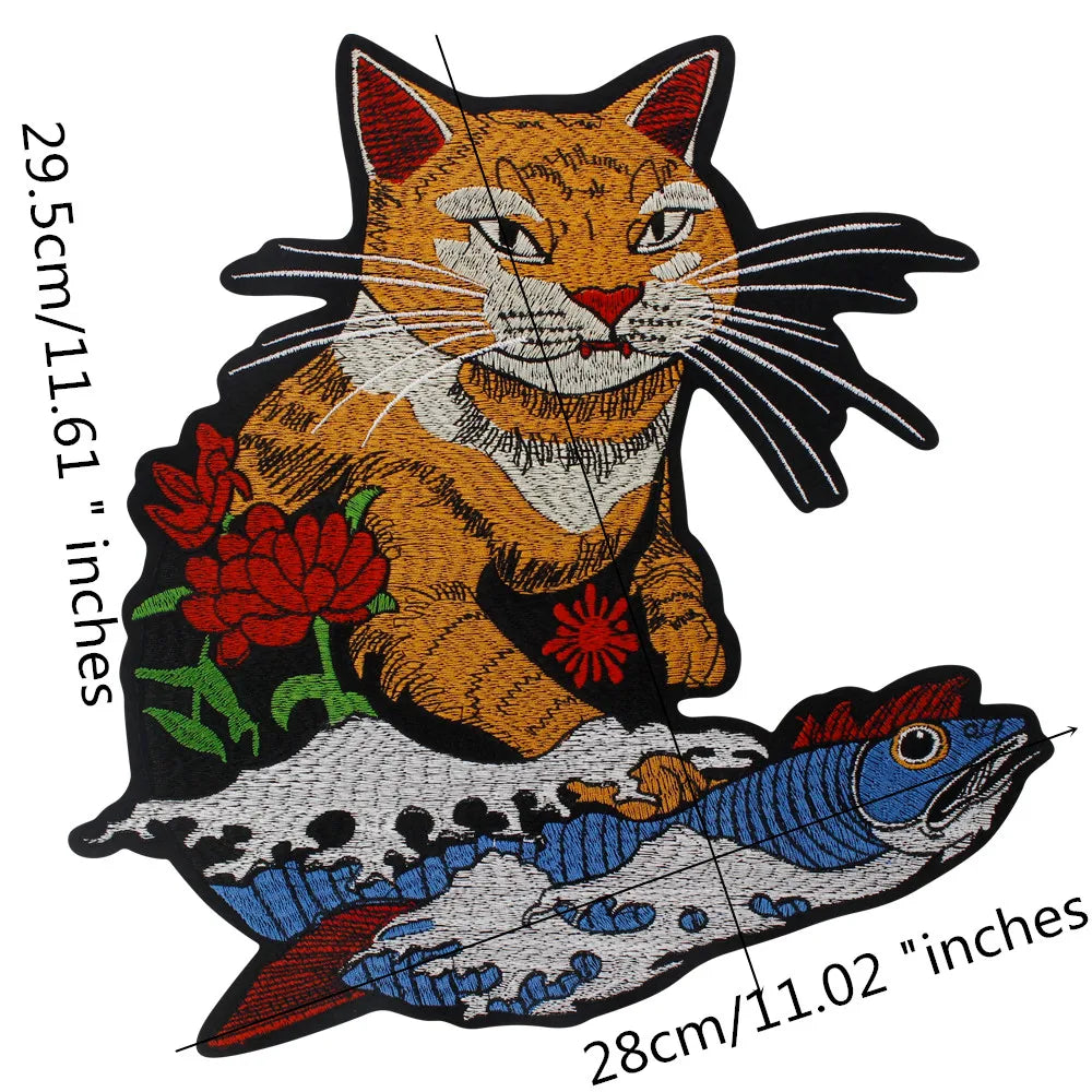 Catfish Embroidery Motif Patch Appliques Iron on Patches Badge Clothes Sewing