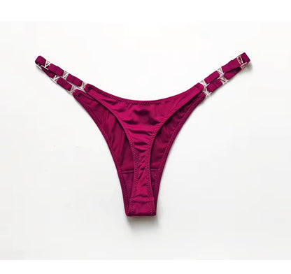 Sexy Women Seamless Underwear Briefs Zebra Flower Low Rise Metal Buckle Thong G-String Bikini Panties