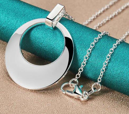 Women 925 Sterling Silver Sickle Chain Charm Pendant Necklace