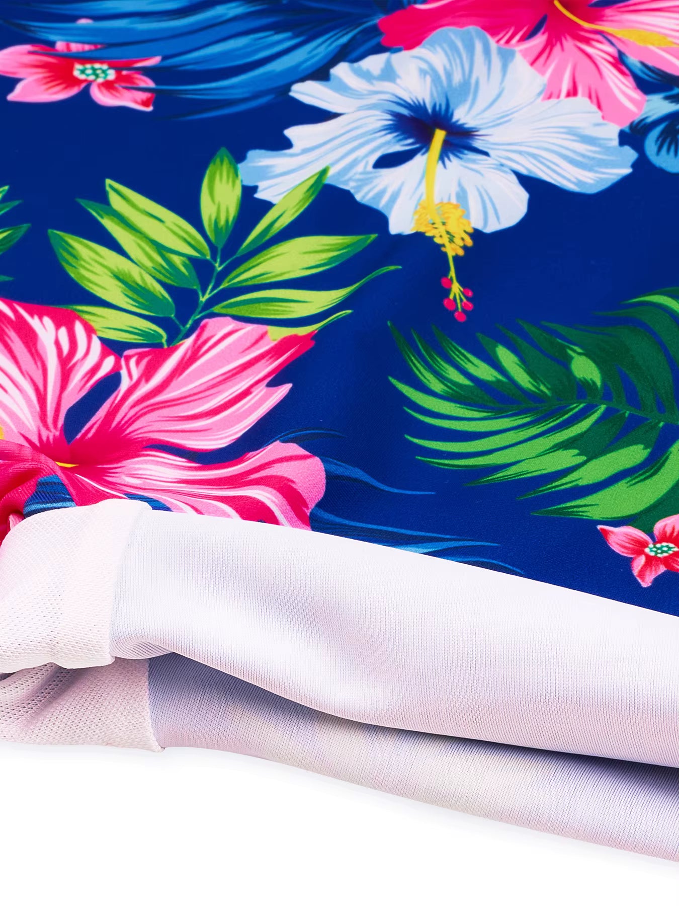 Girls Kids One-Piece Long Sleeve Plants Print Beach Boyleg Shorts Design Swimsuit