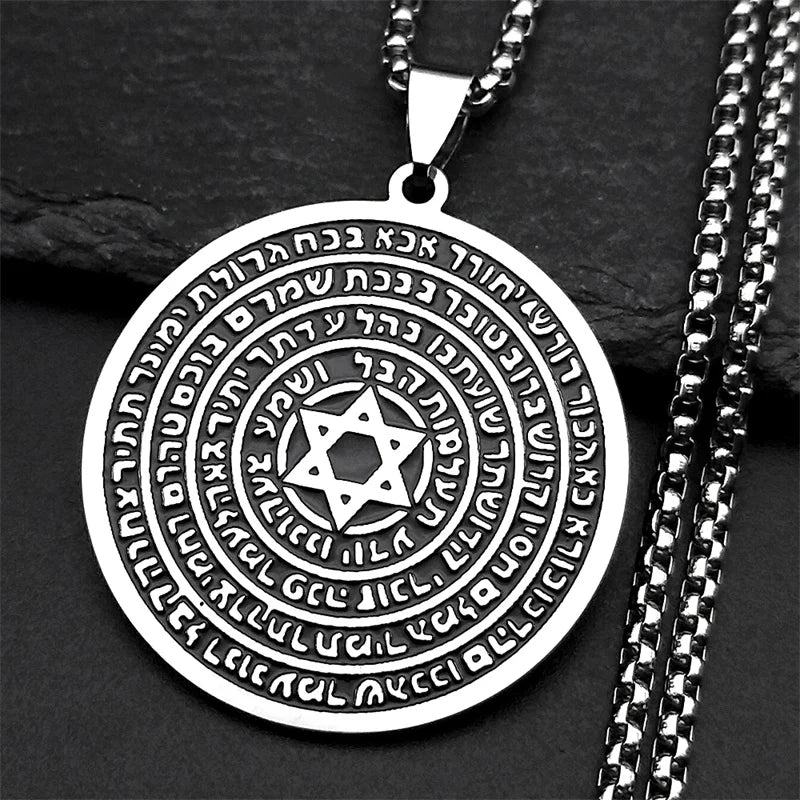 Women Men Stainless Steel Jewish Christianity Tetragrammaton Jehovah Yahweh Hebrew Alphabet Necklace