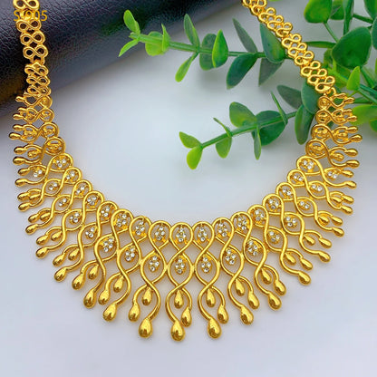 African Women Wedding Dubai Gold Plated Indian Necklace Earrings Sets