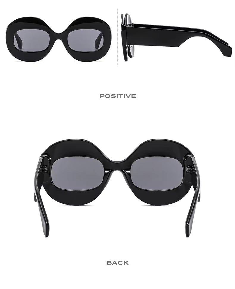 Men Women Retro Oval Clear Gradient Lens Shades UV400 Fashion Round Glasses Sunglasses