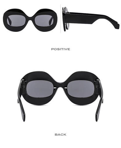 Men Women Retro Oval Clear Gradient Lens Shades UV400 Fashion Round Glasses Sunglasses