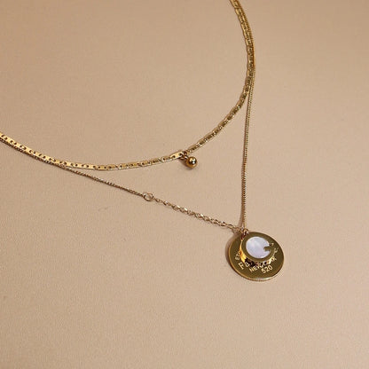 Women Mother-Of-Pearl Pendant G Letter Titanium Steel Necklace Gifts