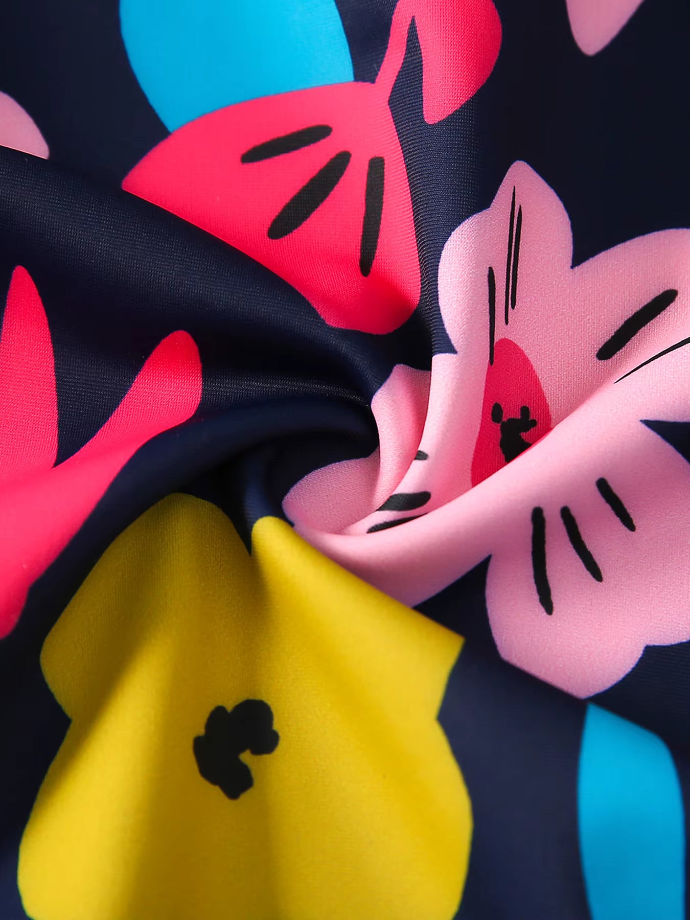 Kids Girl Floral Pattern Long Sleeve Zipper Back Ruffles Frill Cuff Jumpsuit Swimwear Beachwear Bathing Suits