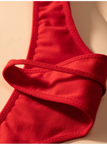 Women T-back Briefs Cotton G-String Thong Underwear Low Waist Seamless Panties