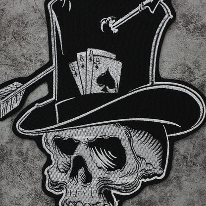 Poker Ace of Spades Embroidery Skull Iron Patch For Clothing Patches Punk Appliques sewing Sticker