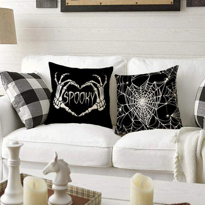 18x18 Inches Halloween Skull Spider Spooky Web Design Sofa Cushion Pillowcase Home Decor
