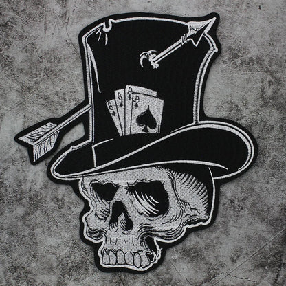 Poker Ace of Spades Embroidery Skull Iron Patch For Clothing Patches Punk Appliques sewing Sticker