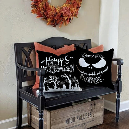 18x18 Inches Halloween Skull Spider Spooky Web Design Sofa Cushion Pillowcase Home Decor