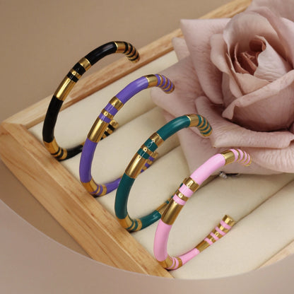 Waterproof High-end Enamel Open Retro Fashion Delicate Bangle Bracelet