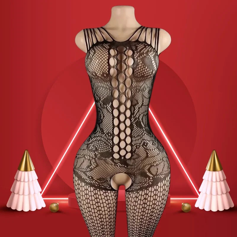 Sexy Transparent Bodystocking Open Crotch Erotic Fishnet Crotchless Bodysuits Lingerie