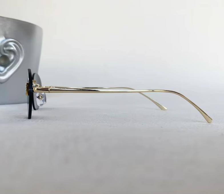 Women Fashion Rimless UV400 Oval Diamond F Letter Sunglasses Eyewear