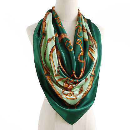 90cm Women Four Seasons Square Silk Satin Bandana Wrap Shawl Scarves Scarfs Spk8