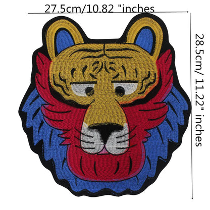 Large Animal Tiger Head Embroidery Patch Appliques Iron on Patches Badge Clothes Sewing