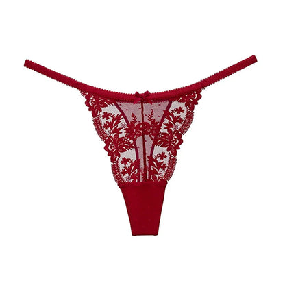 Women Lace Underwear Briefs Breathable G--String Seamless Low Waist Hollow Out Thong Panties
