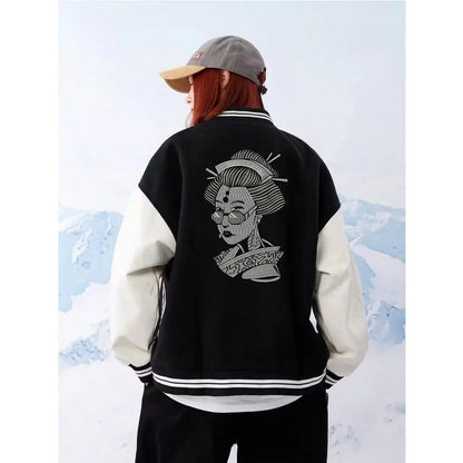 Japanese Geisha Glasses Girl Embroidery Patch Appliques Iron on Patches Badge Clothes Sewing