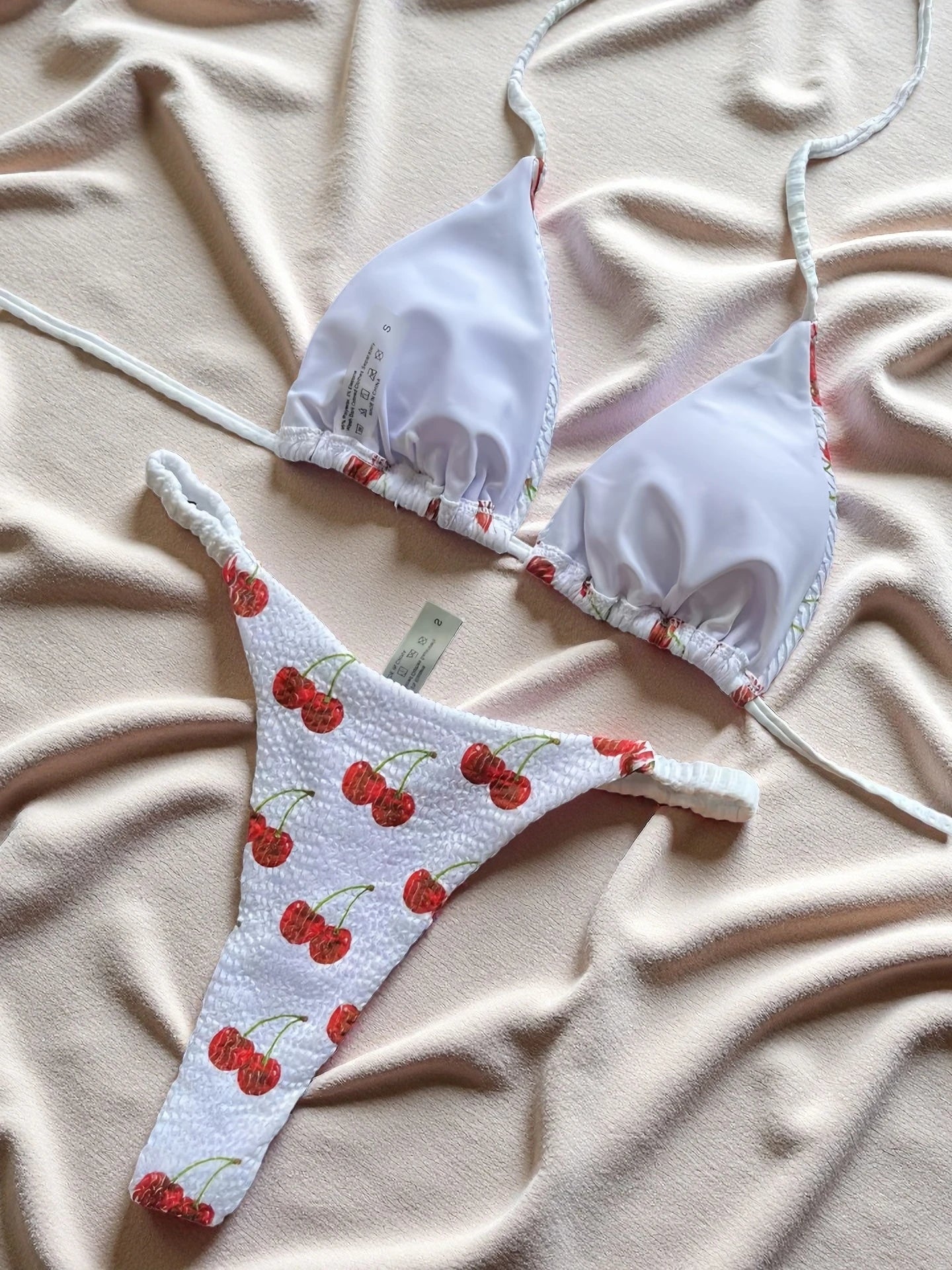 Micro Cherry Prints Bikini Push Up Women Swimwear Beach Swimsuit