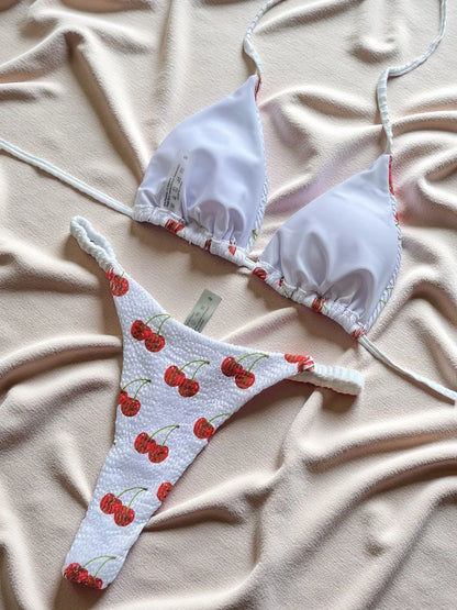 Micro Cherry Prints Bikini Push Up Women Swimwear Beach Swimsuit