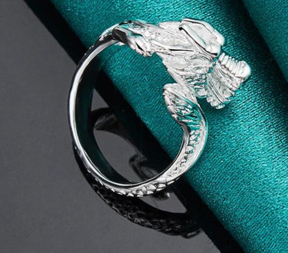 Women 925 Sterling Silver Wedding Engagement Party Charm Dragon Ring