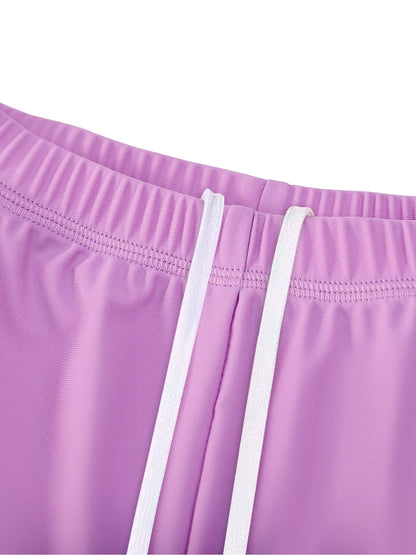 2pcs Girls Kids Short Sleeve Mermaid Scale Tops Boyleg Shorts Swimwear Beach Bathing Suit