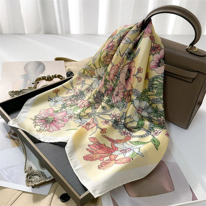 Women Silk Like Square Scarf Printed Satin Bandana Shawl Wraps Scarves