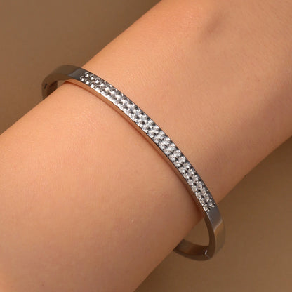 Stainless Steel 18K Gold Plated Zircon Women's Bracelet Bangles Gifts