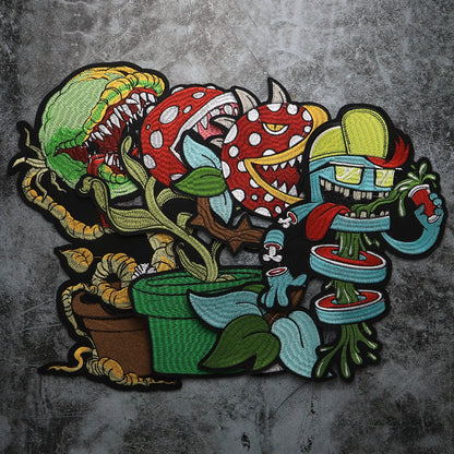 plant Cannibal flower Badges DIY Patc Iron on Embroidered  Applique Backpack Clothing