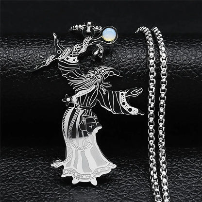 Men Stainless Steel Gothic Witchcraft Dragon Satan Viking Wolf Owl Wizard Necklace
