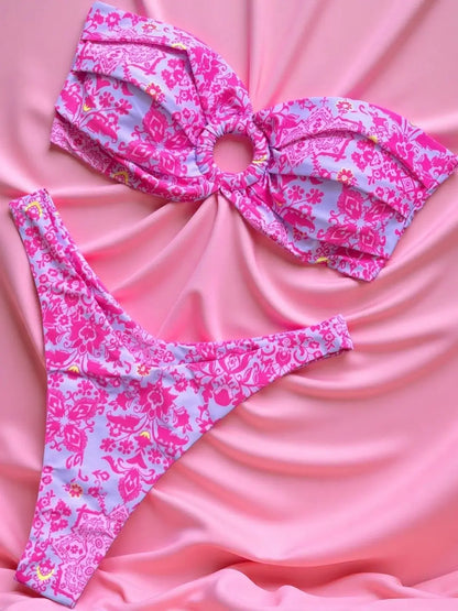 Micro Bikini Push Up Women Swimwear Brazilian Bikini Thong Biquini Swimsuit Print Beachwear Suit
