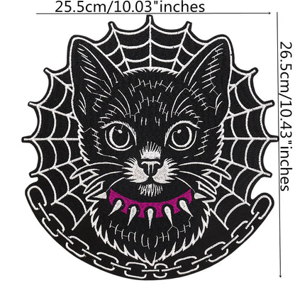 Large Black Noble Animal Cat Patch Embroidered Patches Iron on Clothing Backpack Badges Twill Craft Stickers